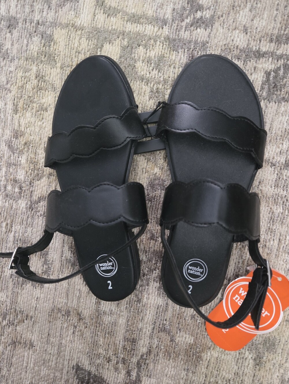 NWT Girls Black Sandals Size 2